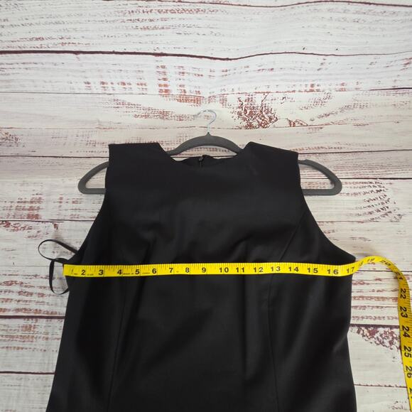Talbots Black Midi Sleeveless Sheath Dress 10 Slit Basic Neutral Timeless Regal - Picture 10 of 15
